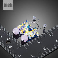 cluster gradient bunch crystal drop earrings detail view by KHAISTA