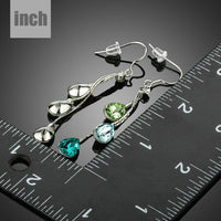 colour raindrop crystal drop earrings detail view by KHAISTA