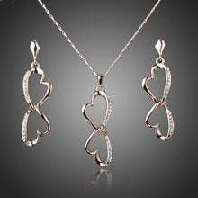 Load image into Gallery viewer, Connected Hearts Jewelry Set (Drop Earrings + Necklace Set) - KHAISTA Fashion Jewellery
