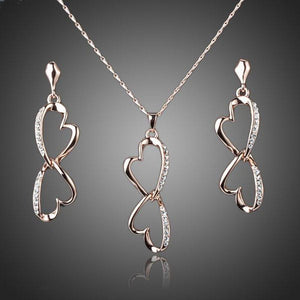 Connected Hearts Jewelry Set (Drop Earrings + Necklace Set) - KHAISTA Fashion Jewellery