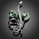 Crystal Couple Budding Flowers Brooch Pin