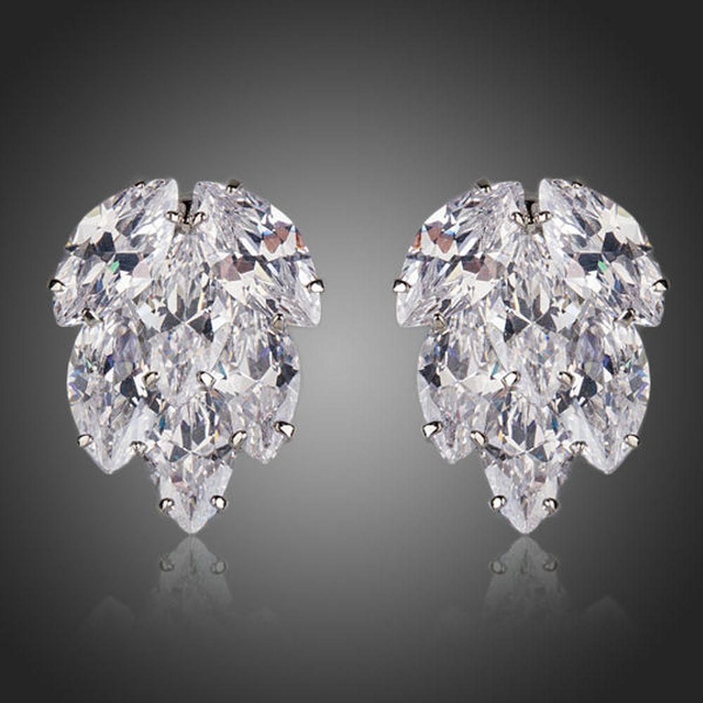 Coupled Cubic Zirconia Cluster Stud Earrings - KHAISTA Fashion Jewellery