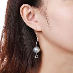 Crown Pearl Drop Earrings -KPE0373 - KHAISTA Fashion Jewellery