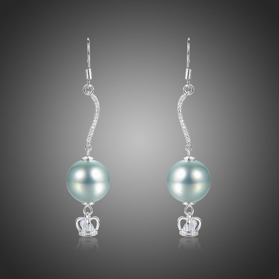 Crown Pearl Drop Earrings -KPE0373 - KHAISTA Fashion Jewellery