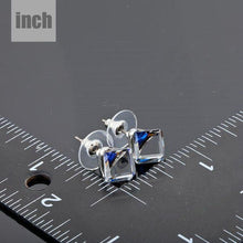 Load image into Gallery viewer, Crystal Blue Square Stud Earrings - KHAISTA Fashion Jewellery

