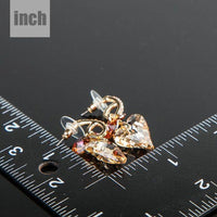 caramel crystal heart drop earrings detail view by KHAISTA
