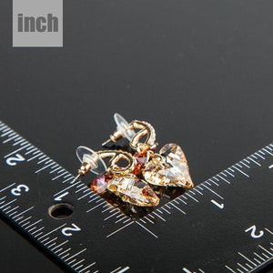 Crystal Caramel Heart Drop Earrings - KHAISTA Fashion Jewellery