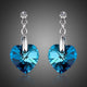 Dark Blue Crystal Heart Drop Earrings