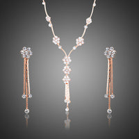 Khaista crystal design drop earrings pendant set on white background
