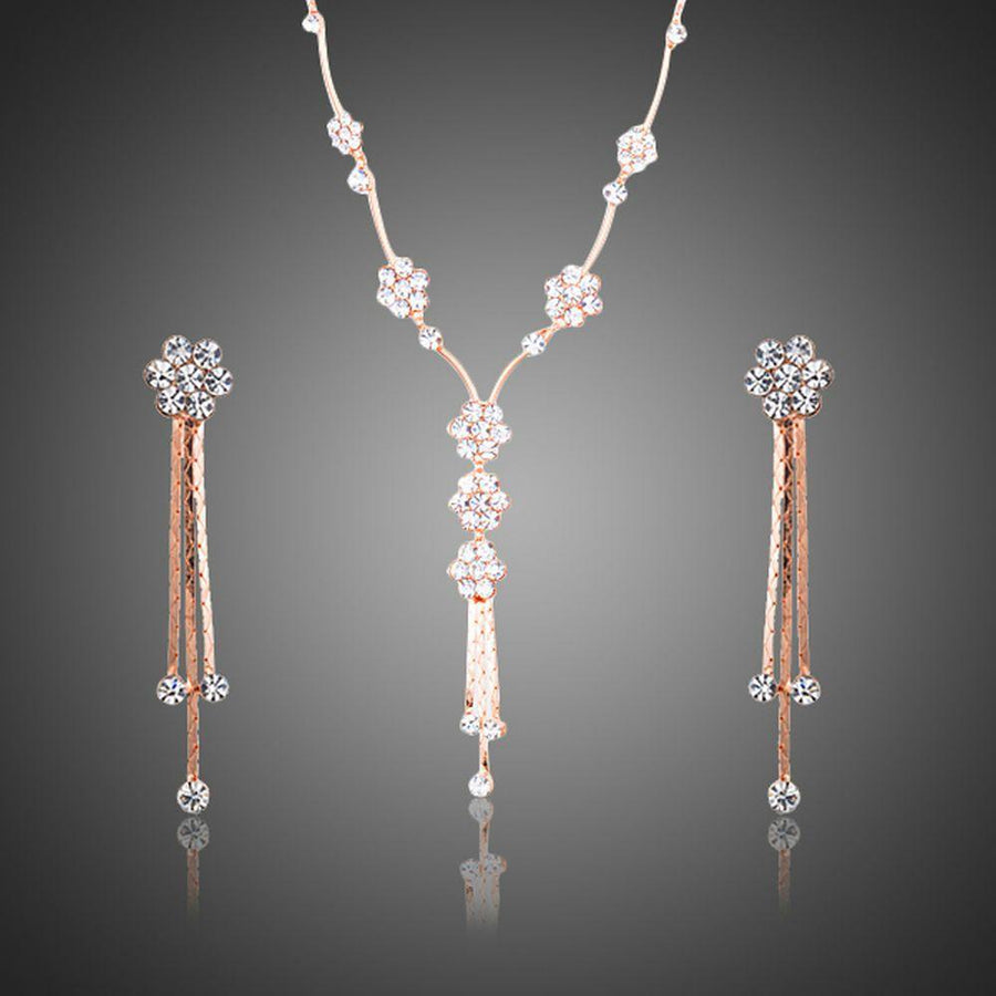 Khaista crystal design drop earrings pendant set on white background