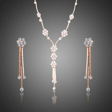 Load image into Gallery viewer, Crystal Design Drop Earrings + Pendant Set - KHAISTA Fashion Jewellery
