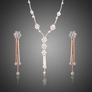 Crystal Design Drop Earrings + Pendant Set - KHAISTA Fashion Jewellery