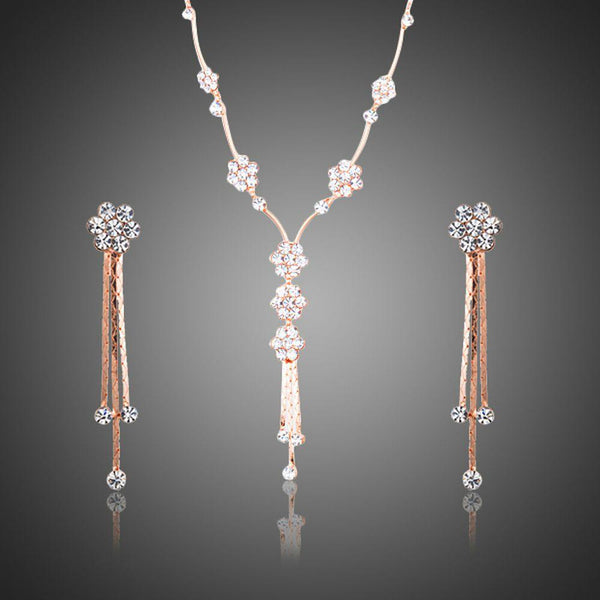 Silver Prom Necklace and Earrings, Bracelet Set for Bride, Wedding Jewelry  Set, Bridal Leaf CZ Crystal Dangle Y Jewelry Set, Swarovski Set - Etsy