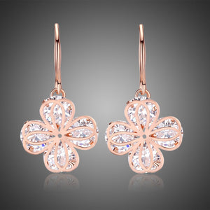 Crystal Flower Drop Earrings -KPE0325 - KHAISTA Fashion Jewellery