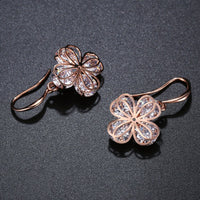 crystal flower drop earrings detail view by KHAISTA