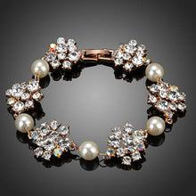 Load image into Gallery viewer, Crystal Flowers with Pearls Bracelet - KHAISTA Fashion Jewellery
