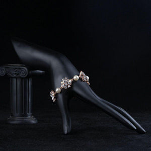 Crystal Flowers with Pearls Bracelet - KHAISTA Fashion Jewellery