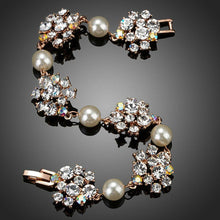 Load image into Gallery viewer, Crystal Flowers with Pearls Bracelet - KHAISTA Fashion Jewellery
