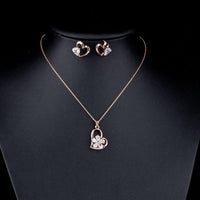 Side angle view of Khaista crystal heart set