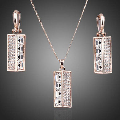 Crystal Lamp Drop Earrings and Necklace Set - KHAISTA Fashion Jewellery