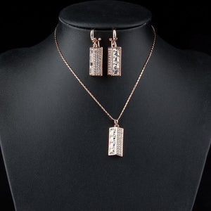 Crystal Lamp Drop Earrings and Necklace Set - KHAISTA Fashion Jewellery