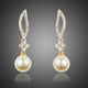 Crystal Leaf and Pearl Drop Earrings