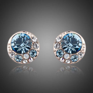 Crystal Light Blue Eyeballs Stud Earrings - KHAISTA Fashion Jewellery