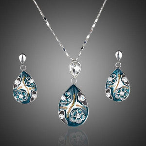 Crystal Pendant Earring and Pendant Necklace Jewelry Set - KHAISTA Fashion Jewellery