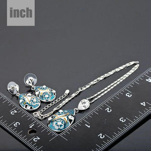 Crystal Pendant Earring and Pendant Necklace Jewelry Set - KHAISTA Fashion Jewellery