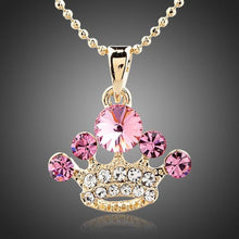 Load image into Gallery viewer, Crystal Pink Crown Necklace - KHAISTA Fashion Jewellery
