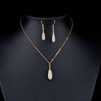 Side angle view of Khaista crystal waterdrop set