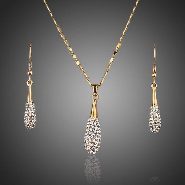 Khaista crystal waterdrop necklace and earrings set