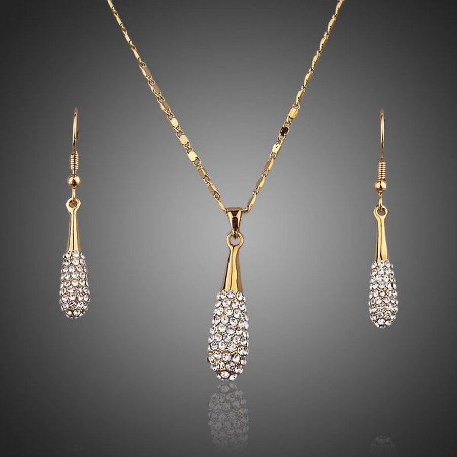 Khaista crystal waterdrop necklace and earrings set