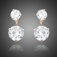 KHAISTA white CZ crystal drop earrings on white background