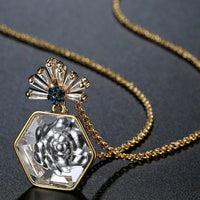 Pendant detail on KHAISTA crystal pendant necklace for women