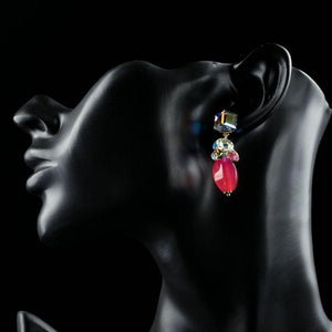 Cube Stellux Austrian Crystal Drop Earrings -KPE0272 - KHAISTA Fashion Jewellery