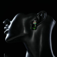 Load image into Gallery viewer, Cube with Green Leaf Drop Earrings - KHAISTA Fashion Jewellery
