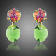 Cube and Green Leaf Crystal Drop Earrings