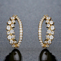 Close up of KHAISTA cubic zircon fashion earrings