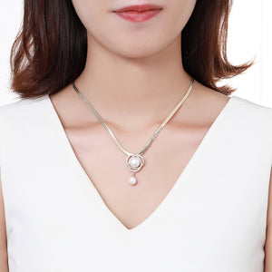Cubic Zircon Pearl Flower Necklace KPN0261 - KHAISTA Fashion Jewellery