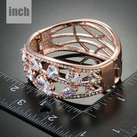 cubic zirconia cuff bangle detail view by KHAISTA