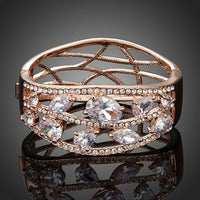 KHAISTA cubic zirconia cuff bangle on white background