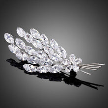 Load image into Gallery viewer, Cubic Zirconia Feather Design Brooch Pin - KHAISTA Fashion Jewellery
