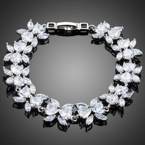 Cubic Zirconia Flower Garland Bracelet - KHAISTA Fashion Jewellery