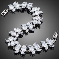 Close up detail of KHAISTA CZ flower garland bracelet