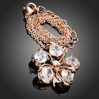 Pendant detail on KHAISTA CZ flower pendant necklace