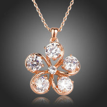 Load image into Gallery viewer, Cubic Zirconia Flower Pendant Necklace - KHAISTA Fashion Jewellery
