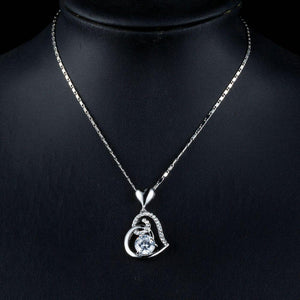 Cubic Zirconia Heart Pendant Necklace KPN0156 - KHAISTA Fashion Jewellery
