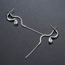 Load image into Gallery viewer, Cubic Zirconia Long Chain Drop Earrings -KPE0371 - KHAISTA Fashion Jewellery
