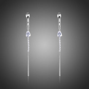Cubic Zirconia Long Chain Drop Earrings -KPE0371 - KHAISTA Fashion Jewellery